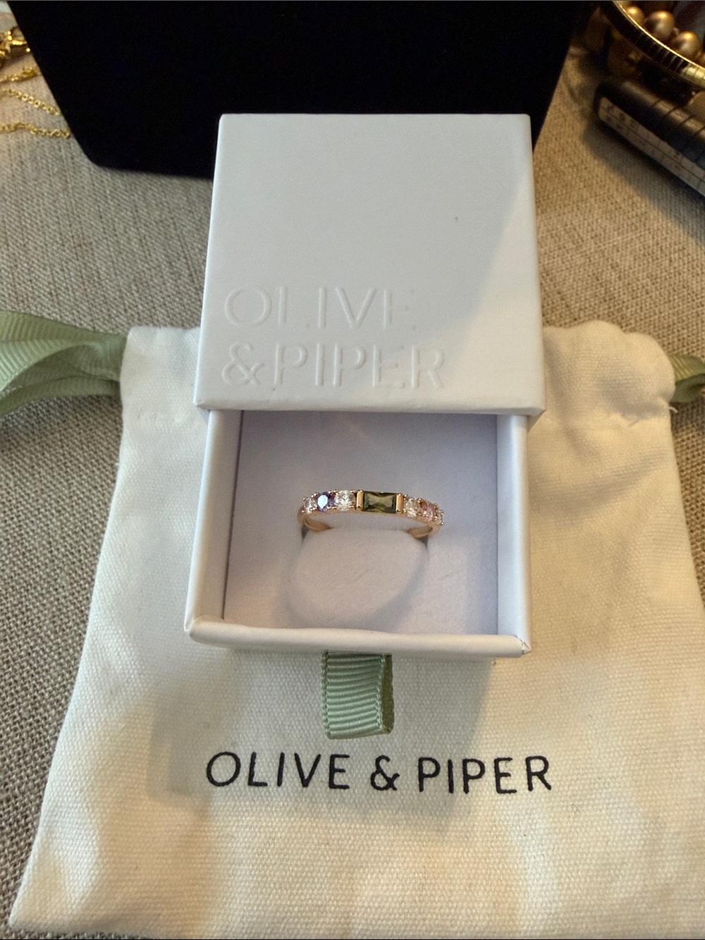 Olive & Piper Rose Gold Multi-Stone Band Ring